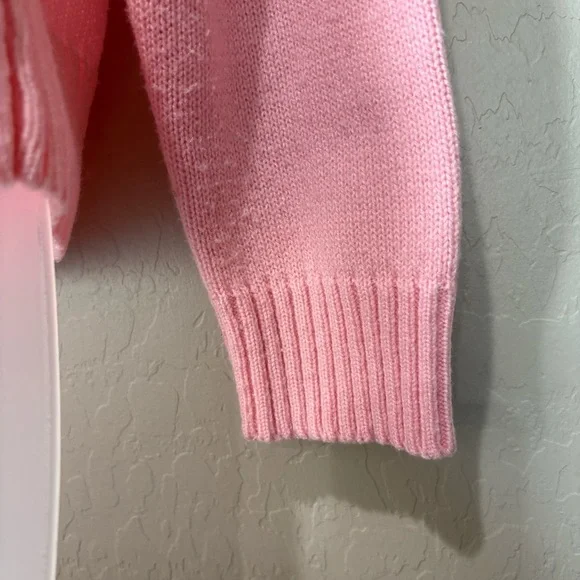 Vintage Pink Sweater Bubblegum Pink Coquette VTG Jrs L - Picture 3 of 7